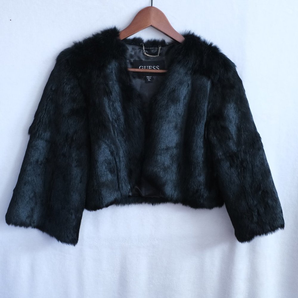 GUESS Black Faux Fur Jacket